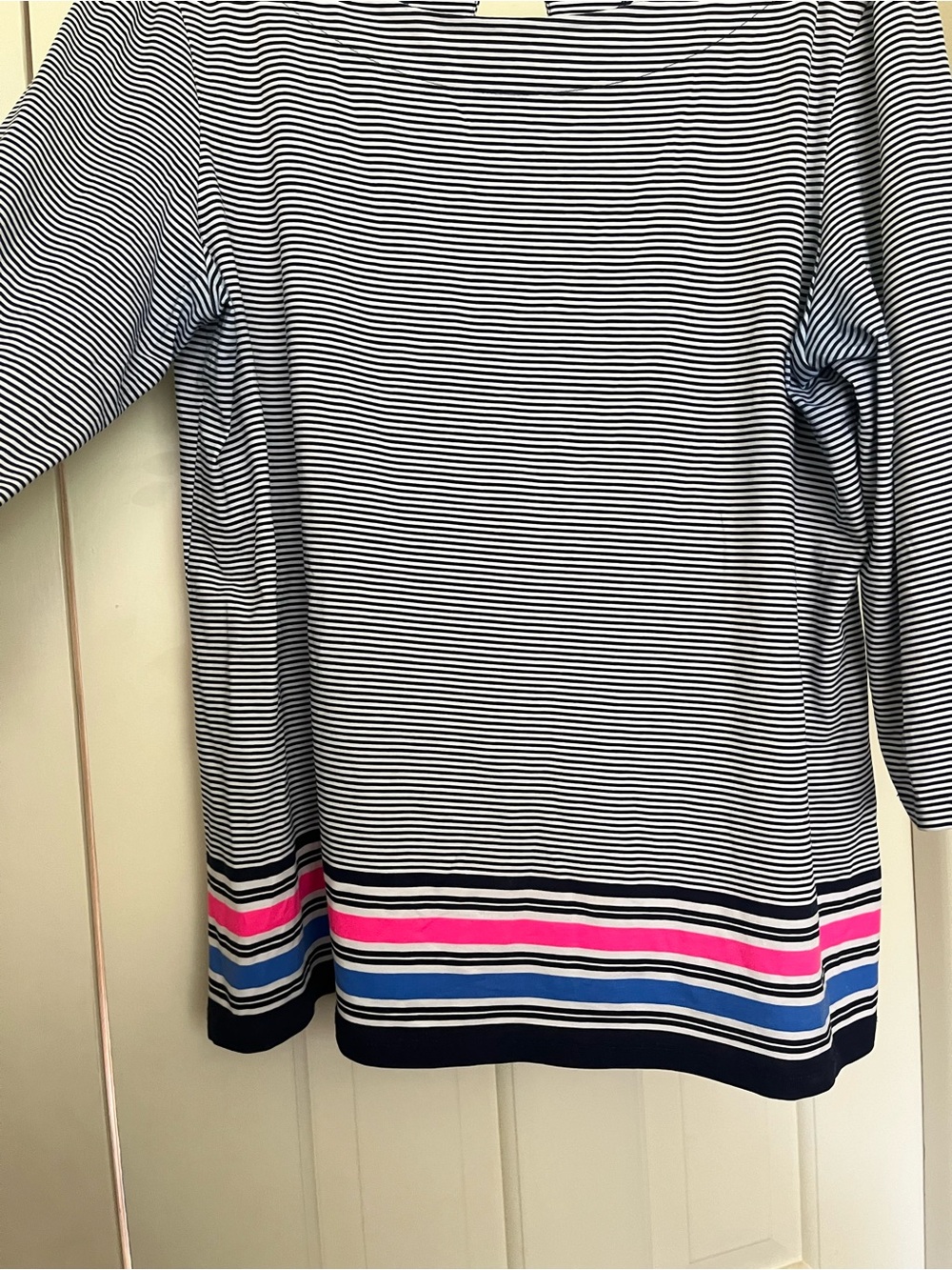 Lilly Pulitzer Striped Crewneck Top with Pink and Blue Accent